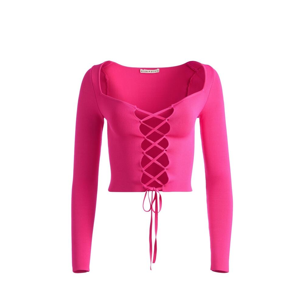 ALICE + OLIVIA HILARIA LACE FRONT TOP SIZE XS - Picture 4 of 7